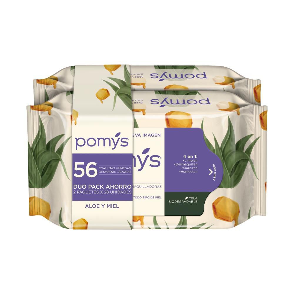 Toallitas desmaquillantes POMYS aloe y miel (56  und) img #1