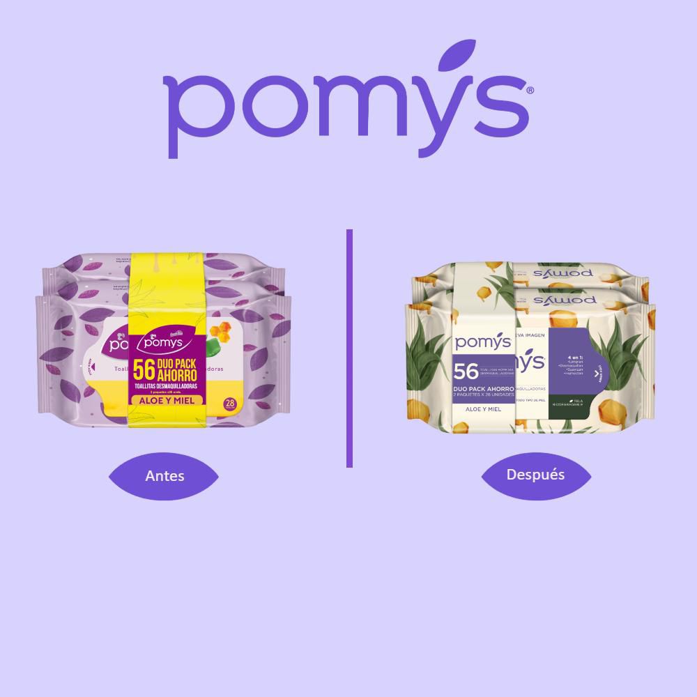Toallitas desmaquillantes POMYS aloe y miel (56  und) img #2
