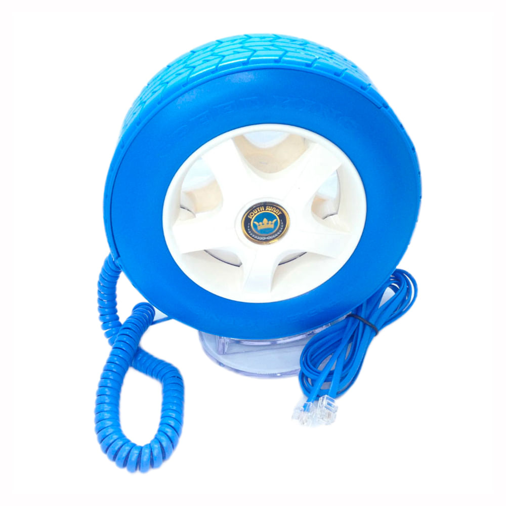 Teléfono Fijo Alámbrico Forma Llanta Led Azul img #4