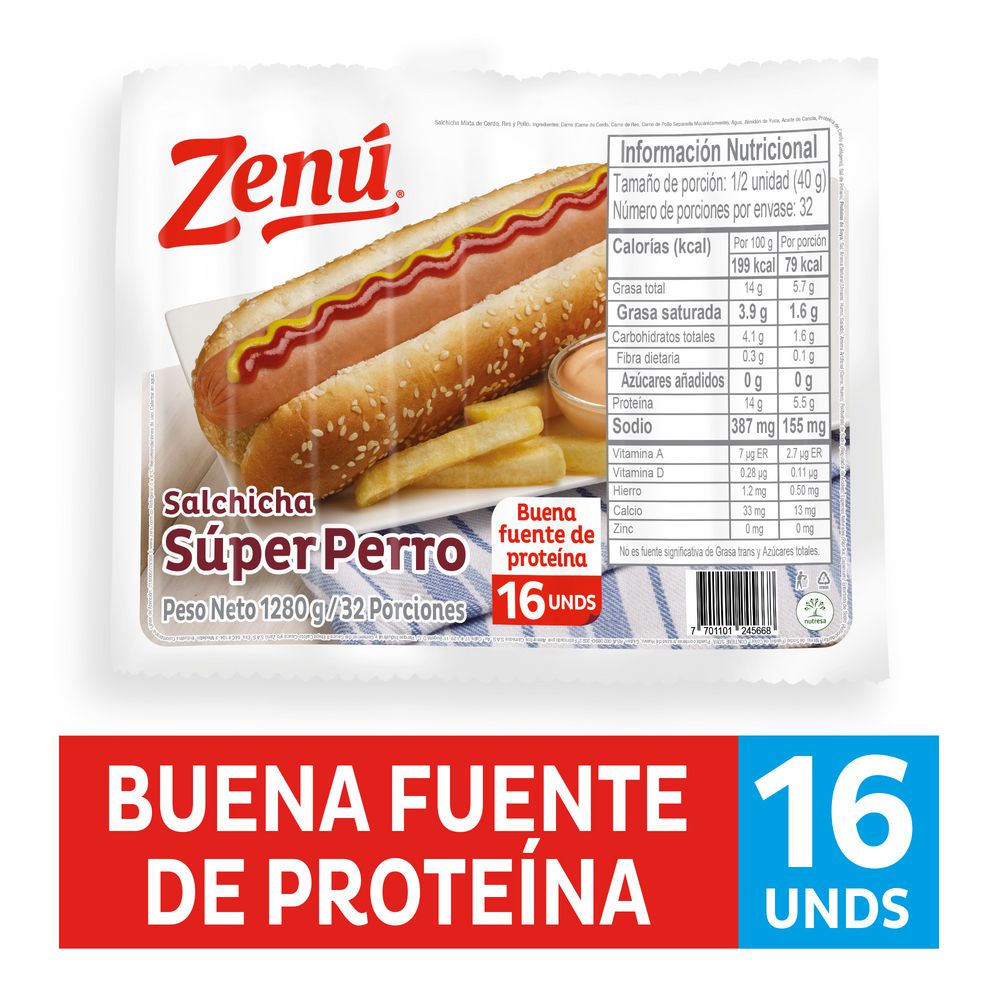 Salchicha ZENU súper perro (1280  gr) img #1
