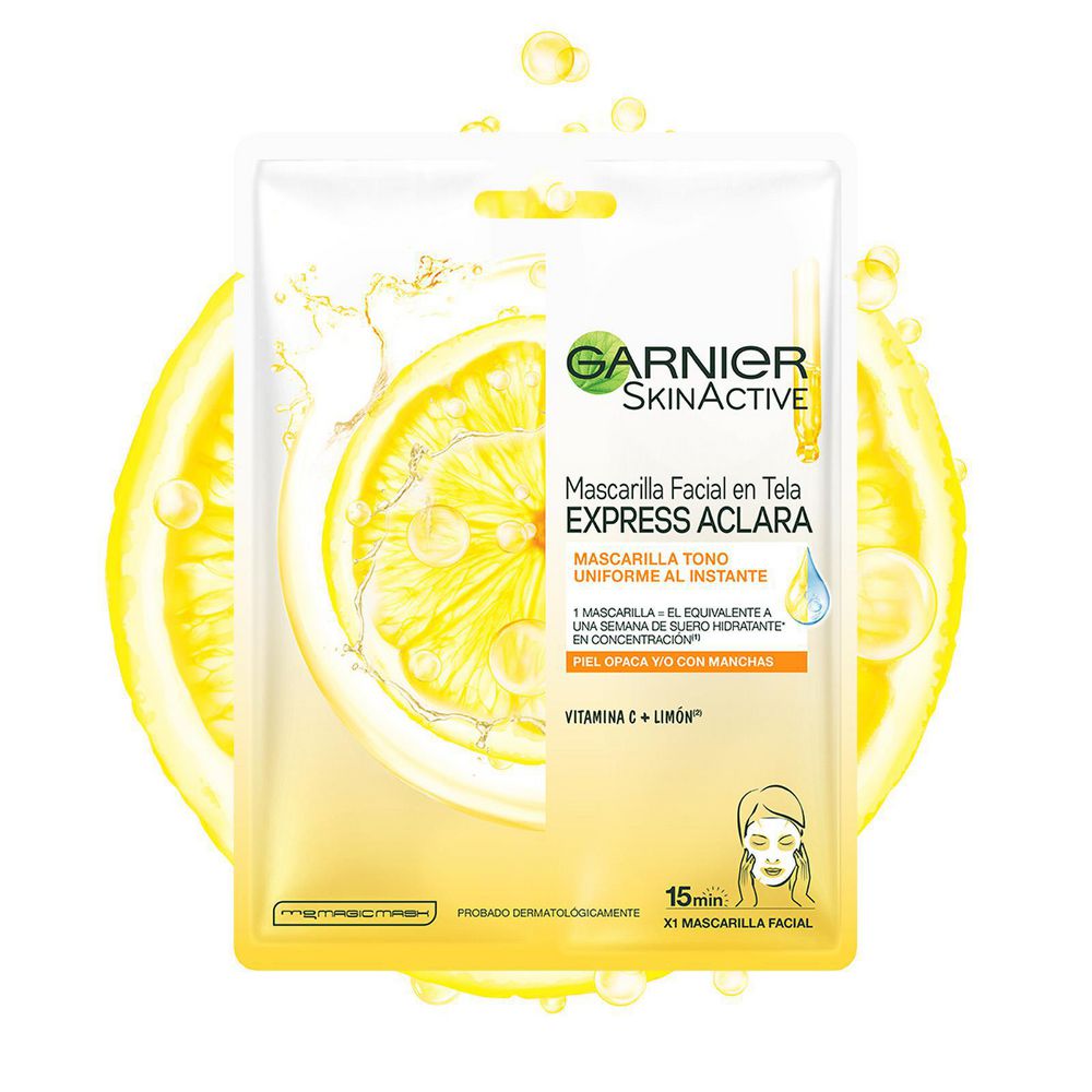 Mascarilla GARNIER SKIN ACTIVE en tela express aclara vitamina C (28  gr) img #2
