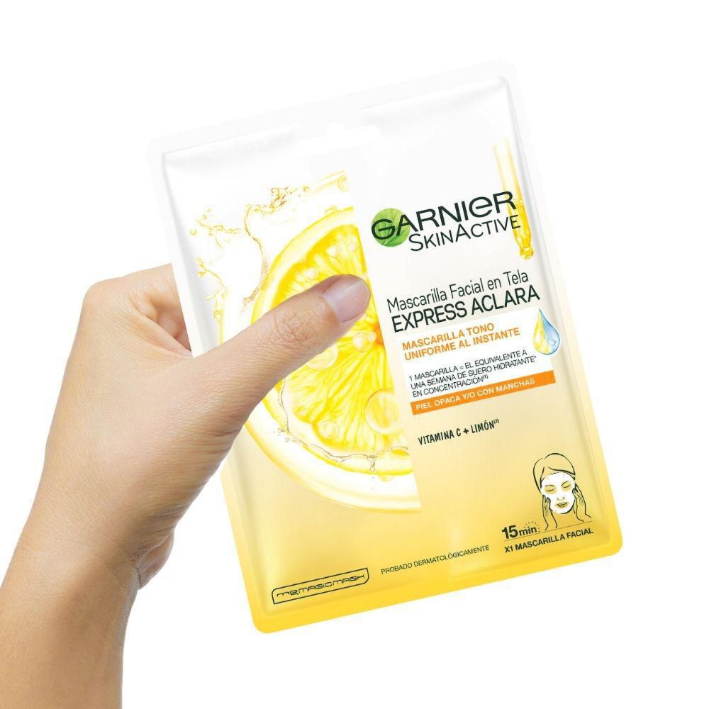 Mascarilla GARNIER SKIN ACTIVE en tela express aclara vitamina C (28  gr) img #4