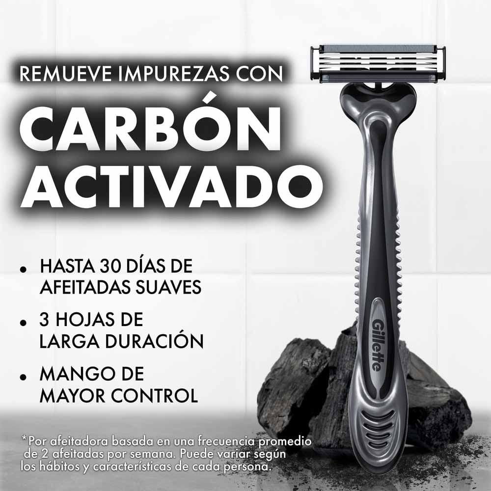 Máquina de afeitar GILLETTE prestobarba3 carbón activado (4  und) img #2