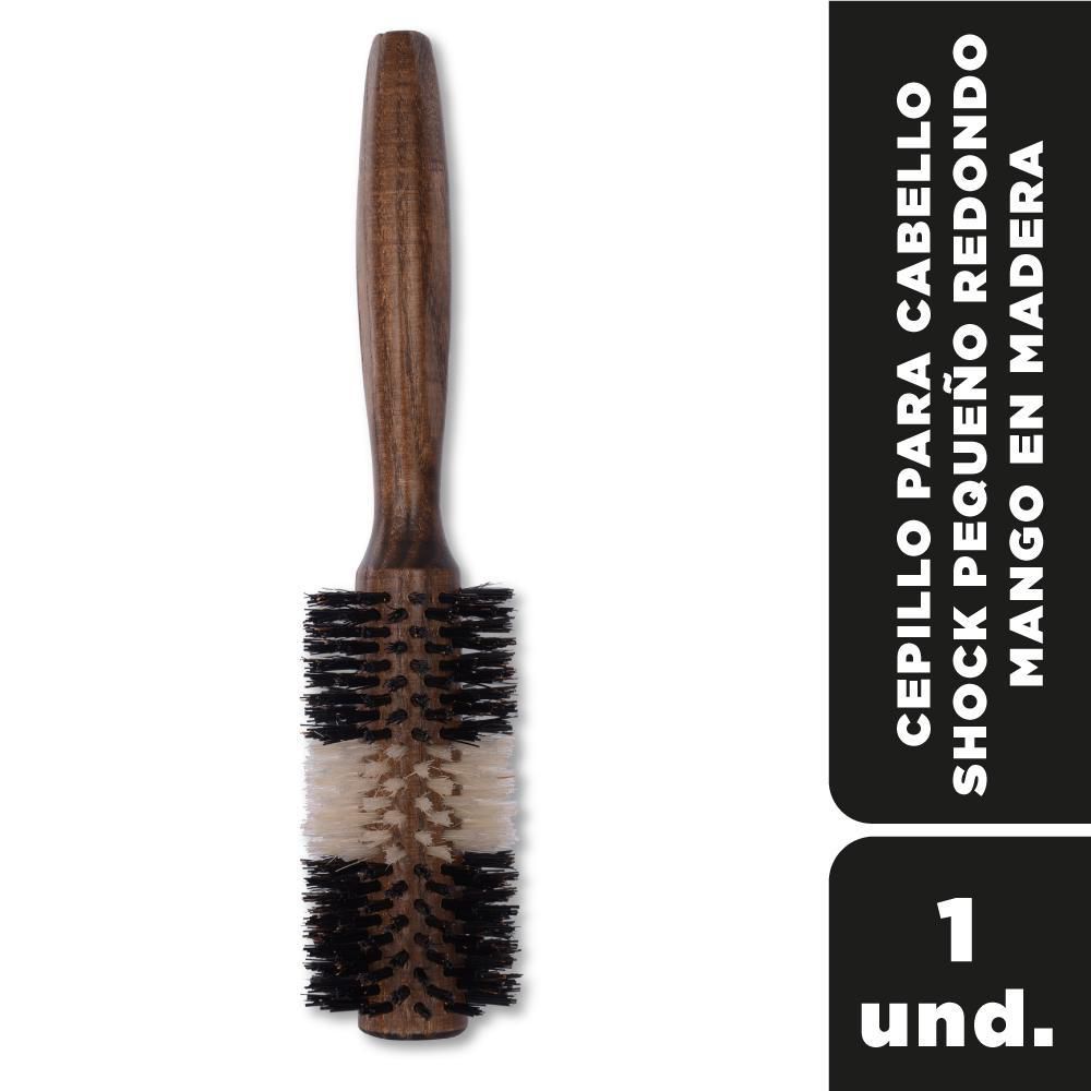 Cepillo de cabello SHOCK en madera redondo (1  und) img #1