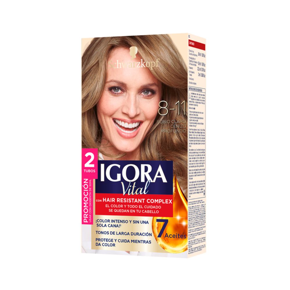 Tinte para cabello IGORA VITAL rubio claro cenizo profundo (2  und) img #1