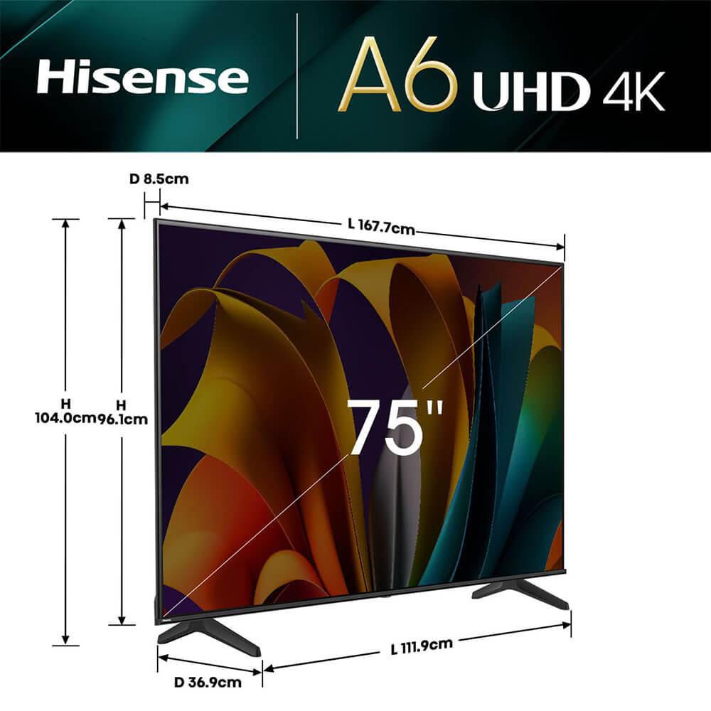 Televisor HISENSE 75 pulgadas LED Uhd4K Smart TV 75A6N img #4