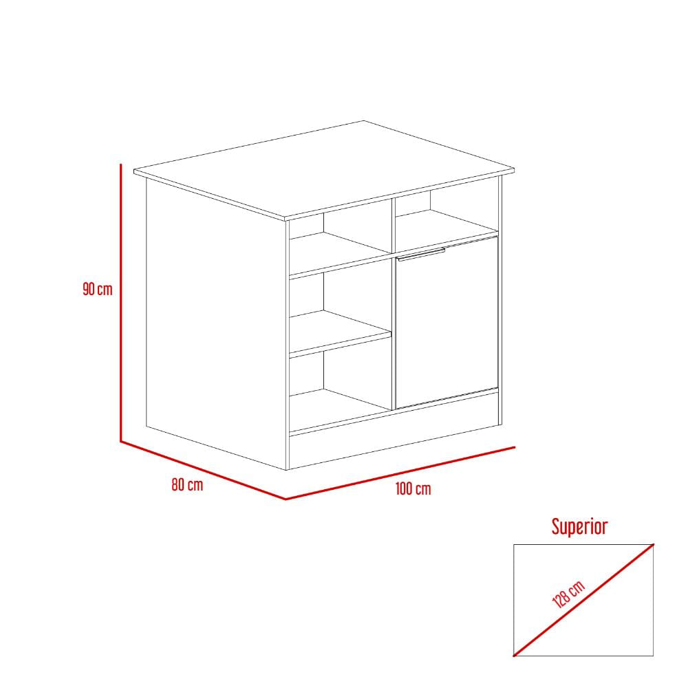 Barra De Cocina Indivar, Piedra Y Macadamia, Con Dos Puertas Y Manijas Metálicas img #5