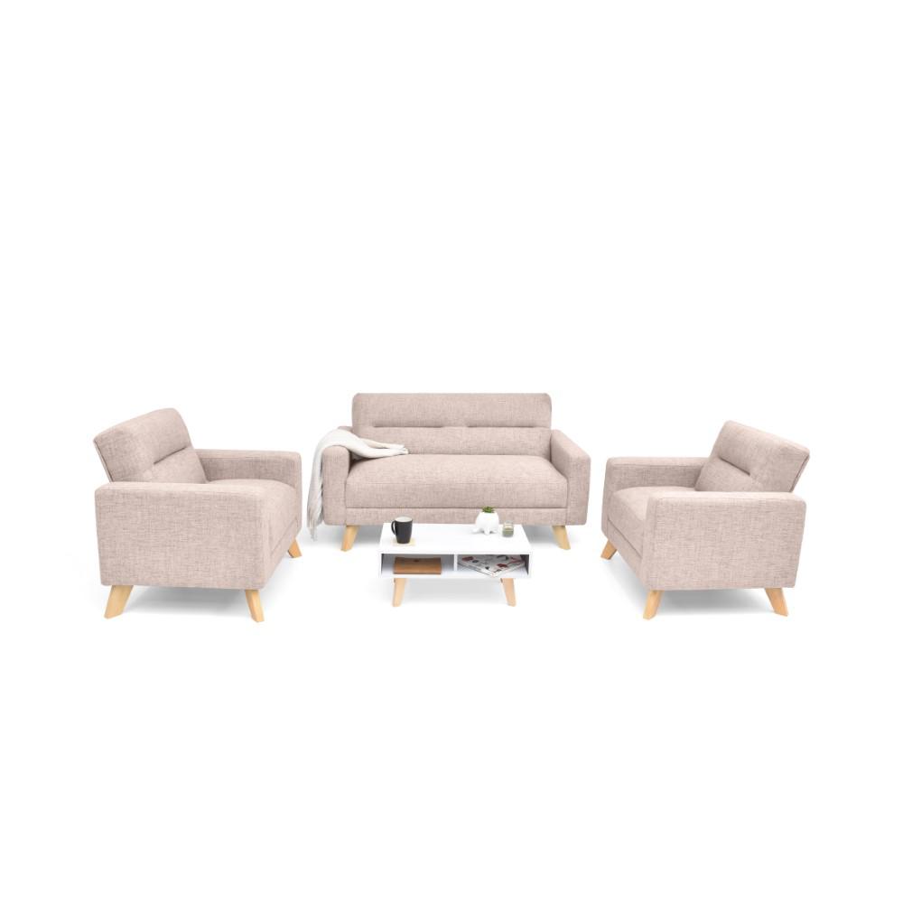 Juego De Sala Barza 2 Poltronas Tela Rosa + Mesa De Centro img #2