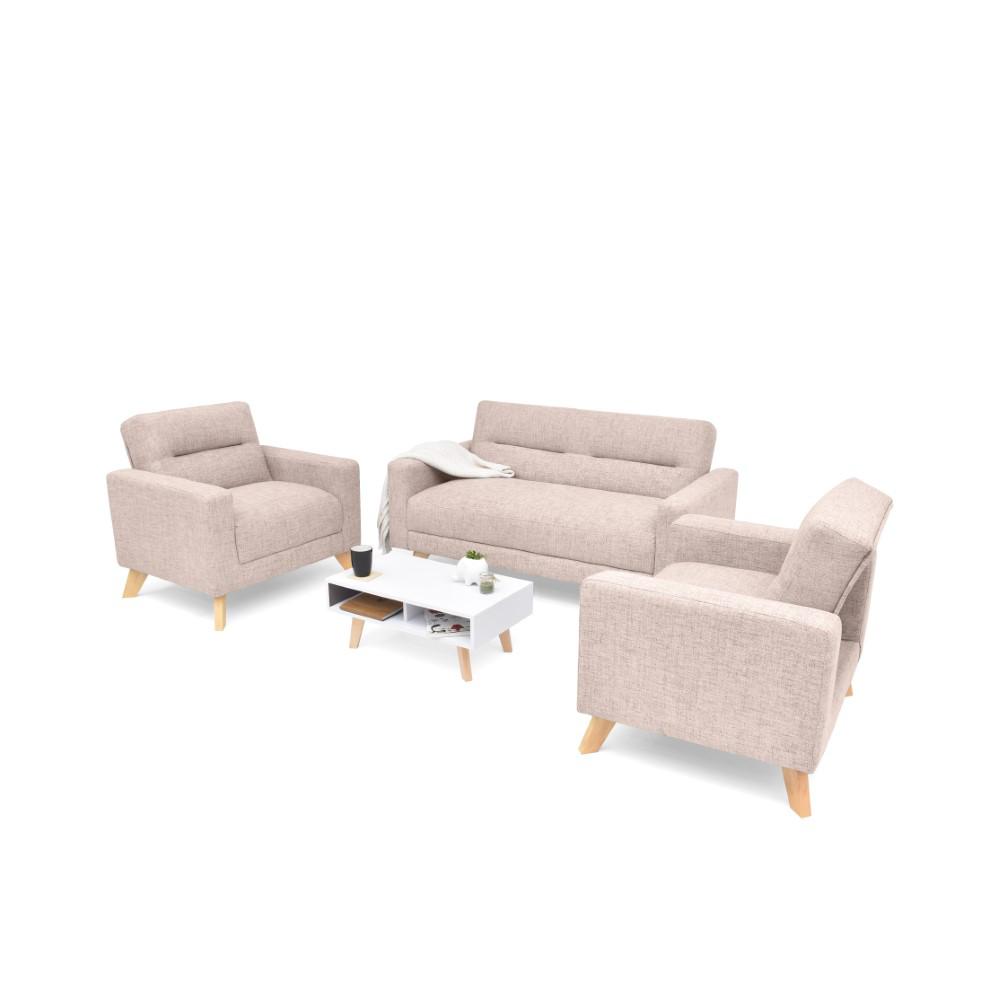 Juego De Sala Barza 2 Poltronas Tela Rosa + Mesa De Centro img #3