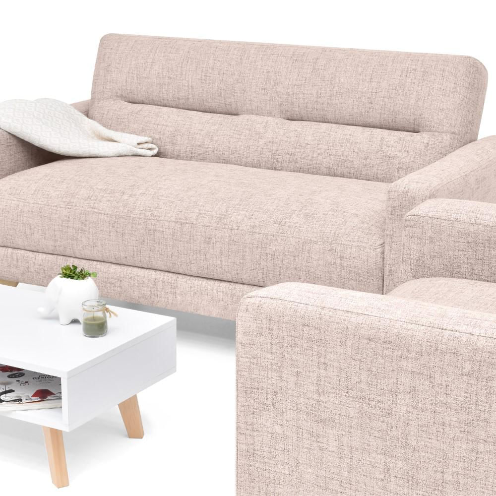 Juego De Sala Barza 2 Poltronas Tela Rosa + Mesa De Centro img #4