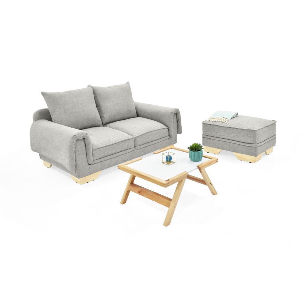 Sala 3P Daytona Tela Poliéster Plata + Mesa Centro Dakota img #2