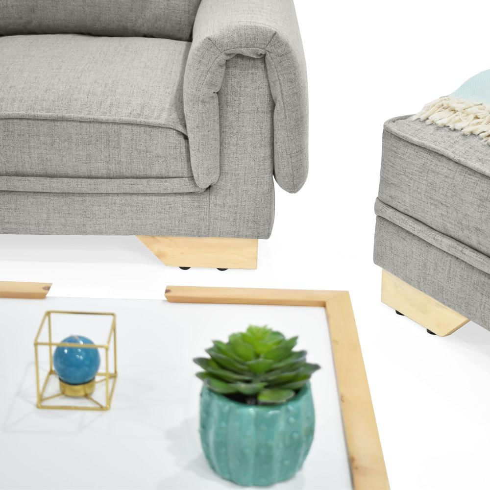 Sala 3P Daytona Tela Poliéster Plata + Mesa Centro Dakota img #4