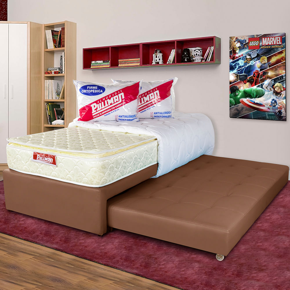 Basecama Pullman Junior Semidoble Con Cama Auxiliar Café img #2