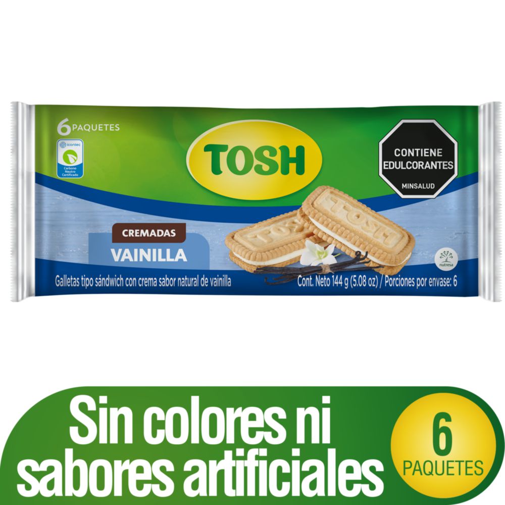 Galletas TOSH tipo sandwich cremadas vainilla (144  gr) img #1