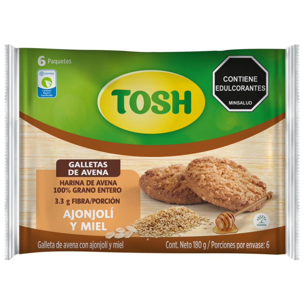 Galletas TOSH De avena con ajonjolí y miel x6 und (180  gr) img #2