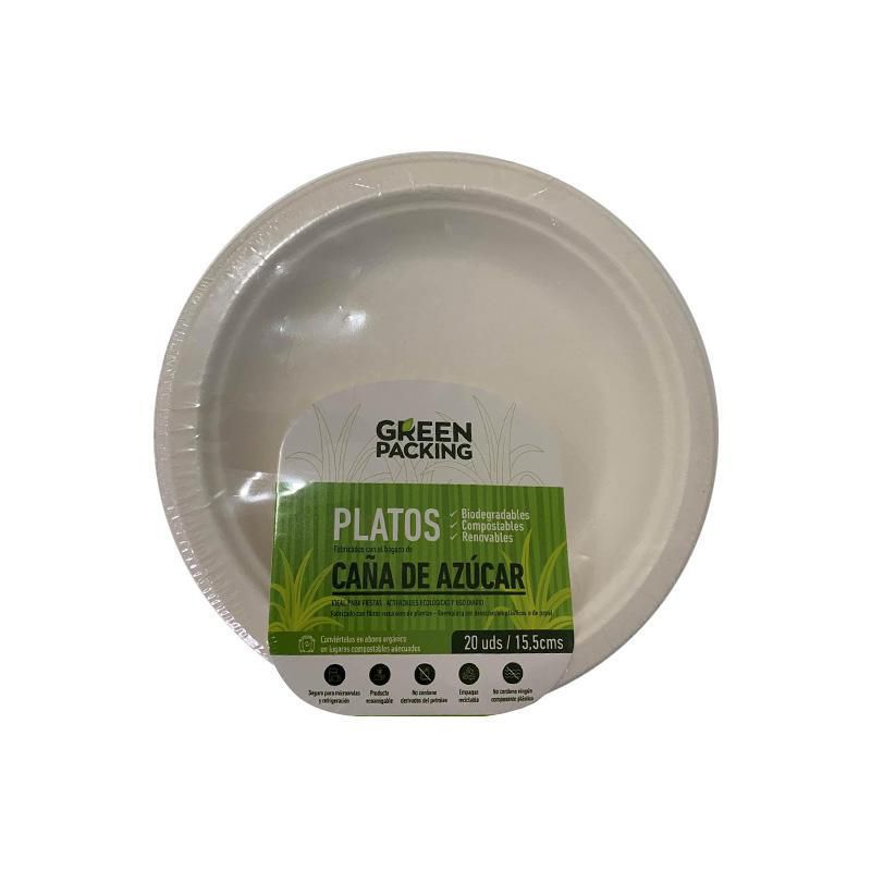 Platos desechables GREEN PACKING MARCA EXCLUSIVA planos 15.5 cm x 25 UDS img #1