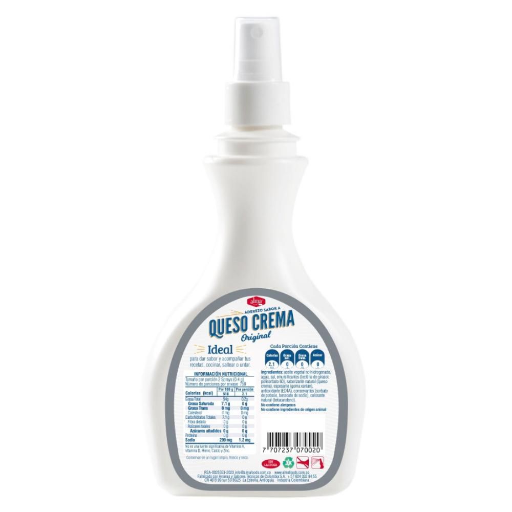 Aderezo ALMA sabor queso crema en spray (300  gr) img #2