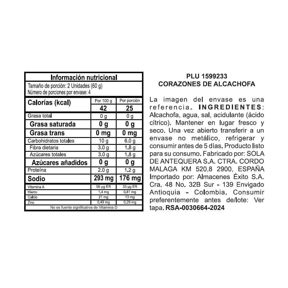 Alcachofas EL CORTE INGLÉS MARCA EXCLUSIV corazones al natural (240  gr) img #2