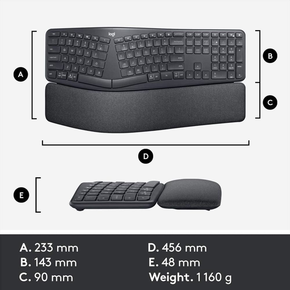 Teclado Inalámbrico Ergonómico Dividido Logitech Ergo K860 img #5