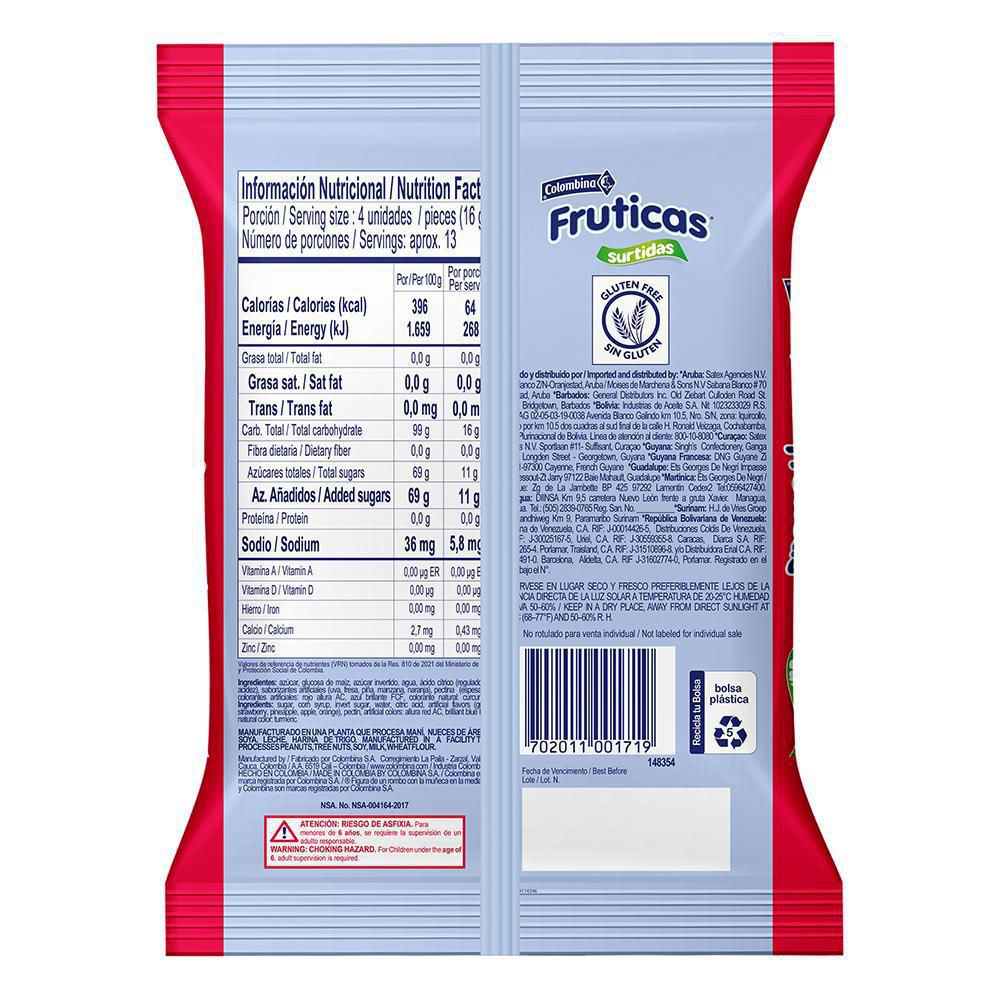 Confites COLOMBINA fruticas rellenos (200  gr) img #2