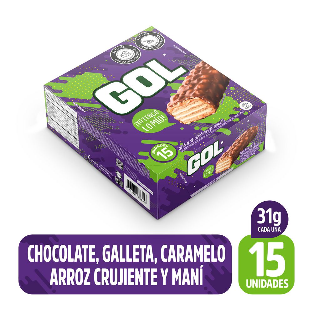 Chocolatina GOL cubierta sabor chocolate (465  gr) img #1