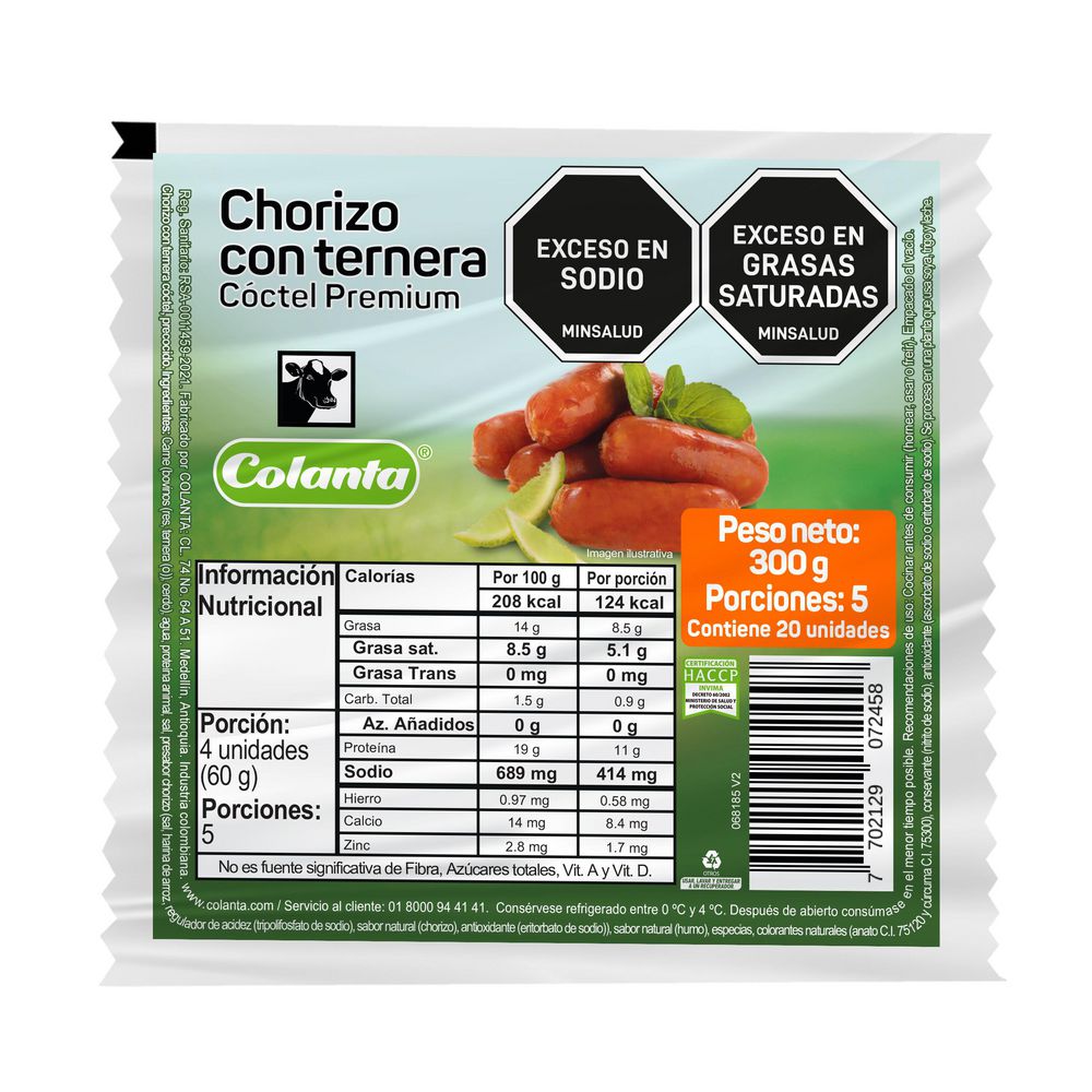 Chorizo COLANTA tipo coctel premium (300  gr) img #1
