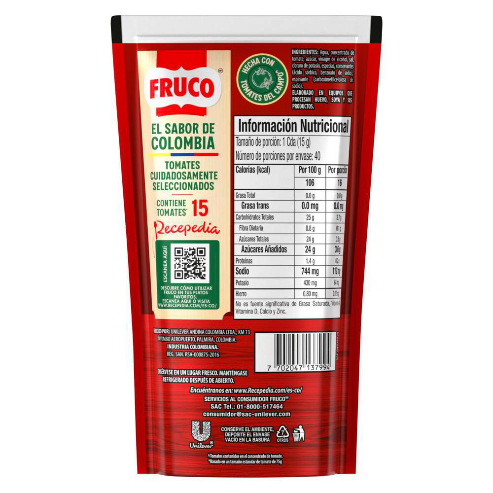 Salsa de tomate FRUCO doy pack (600  gr) img #5