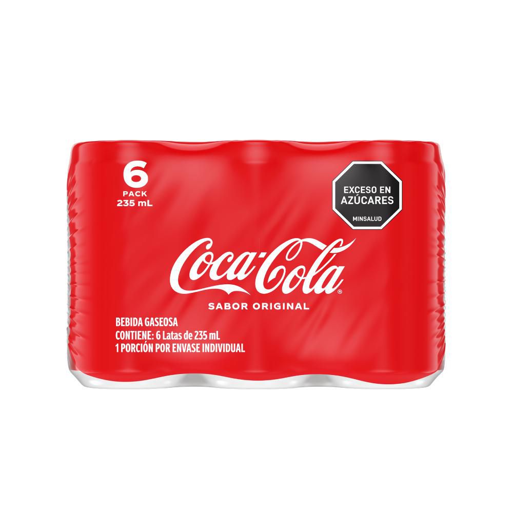 Gaseosa COCA COLA original lata x6und 235ml (1410  ml) img #2
