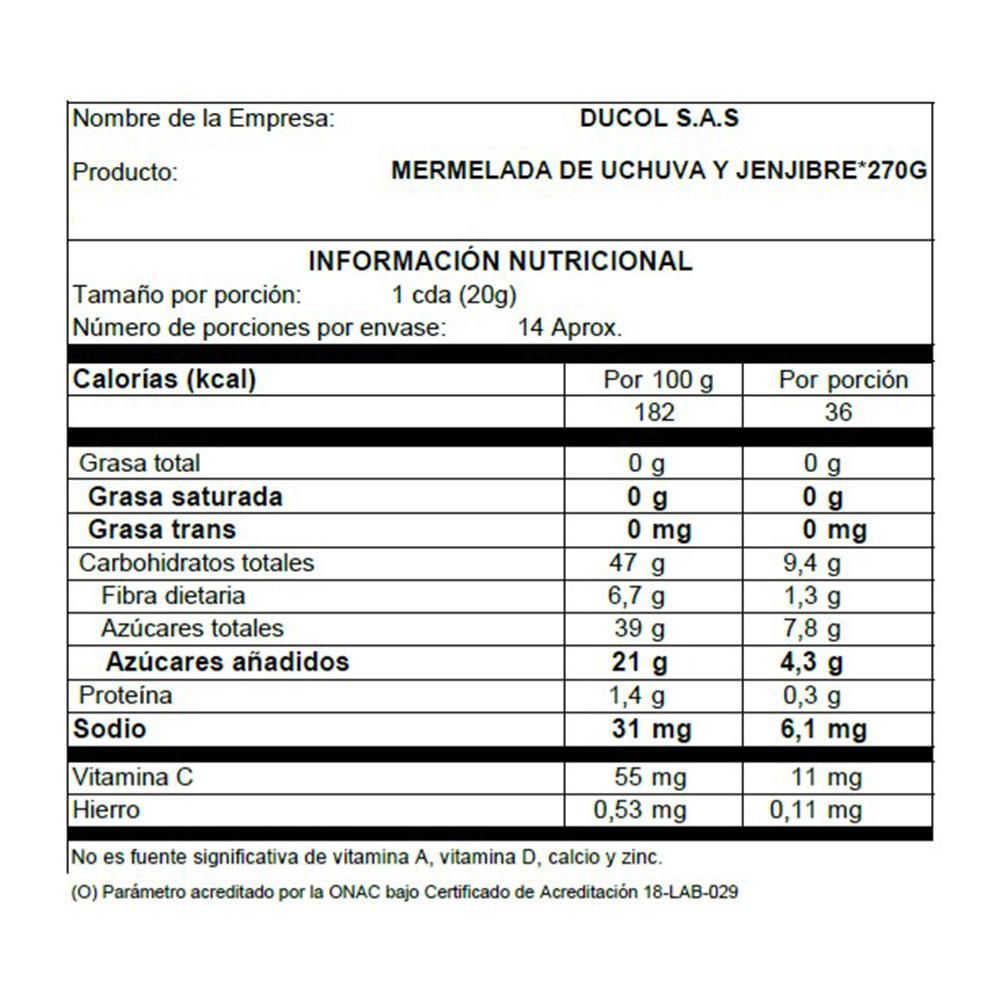 Mermelada Fruttelo de uchuva y jengibre (270  gr) img #2