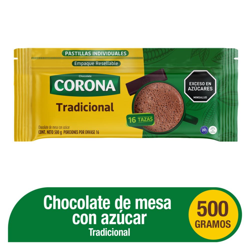 Chocolate CORONA con azúcar x pastillas (500  gr) img #1