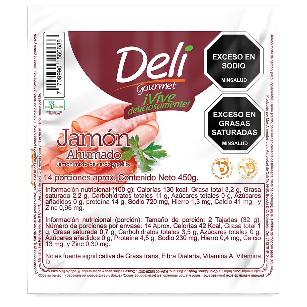 Jamón  DELI GOURMET ahumado (450  gr) img #1
