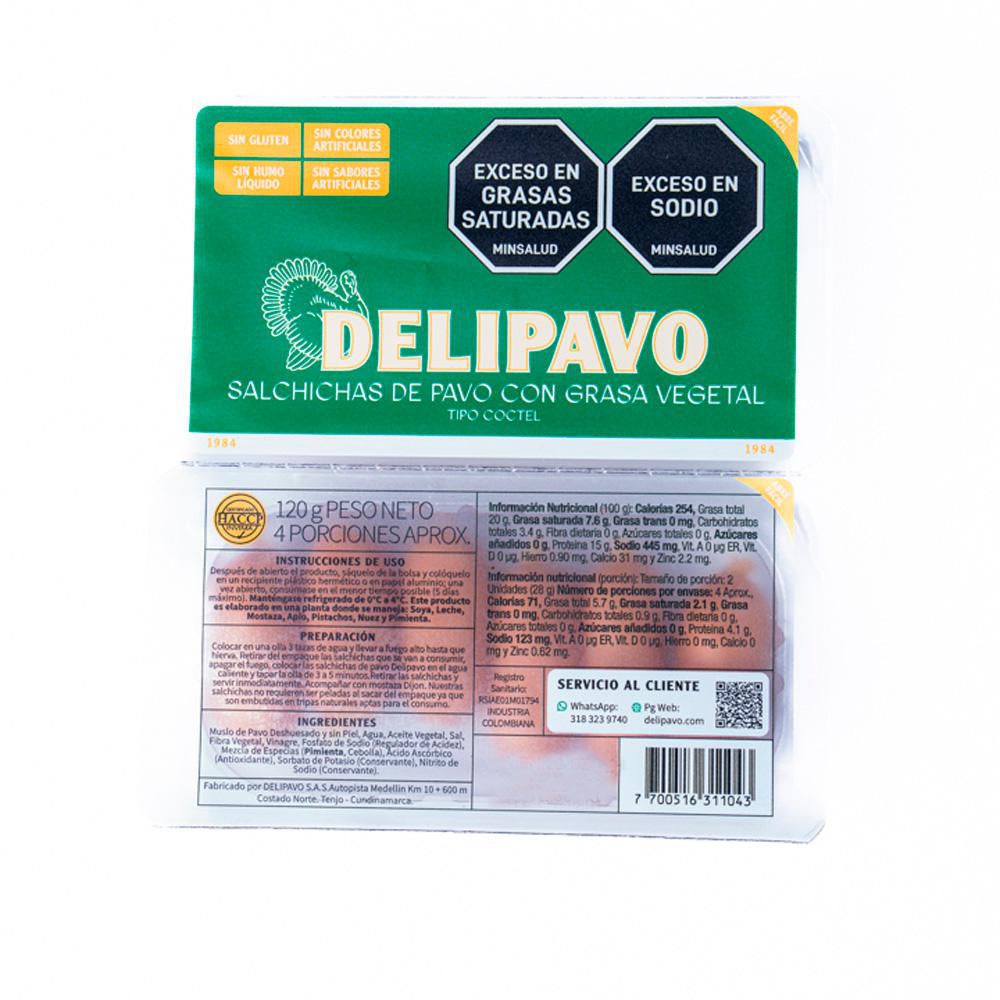 Salchicha de pavo DELIPAVO tipo coctel (120  gr) img #1