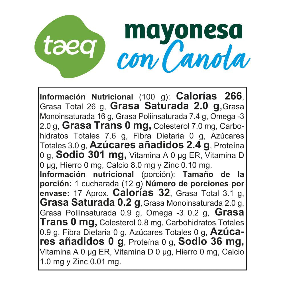 Mayonesa TAEQ con canola (200  gr) img #2