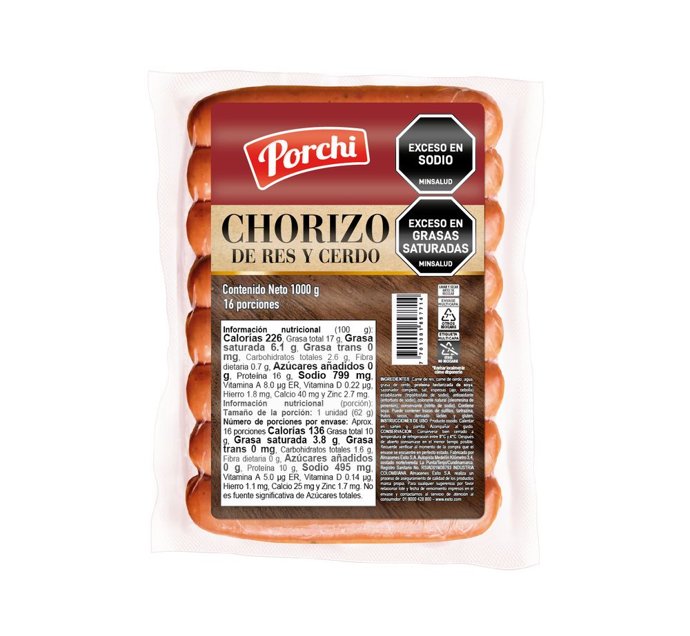 Chorizo PORCHI premium res y cerdo (1000  gr) img #1