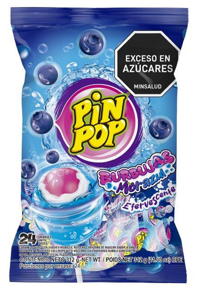 Caramelo PIN POP DURO MORAZUL RELLENO GOMA MASC (312  gr) img #2