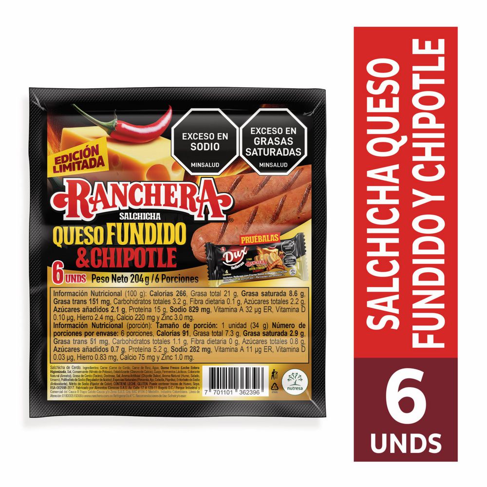 Salchicha RANCHERA Queso Chipotle (204  gr) img #2