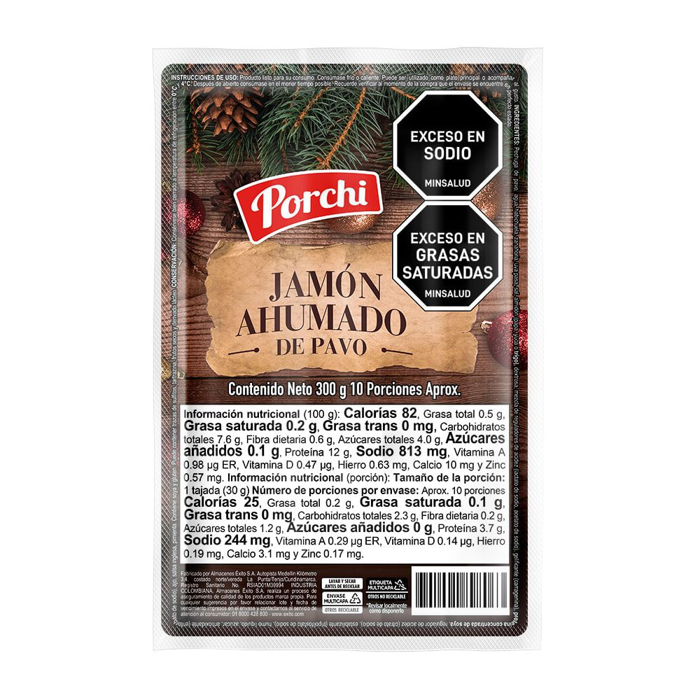 Jamón de pavo PORCHI ahumado (300  gr) img #1