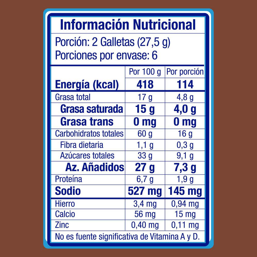 Galletas SALTINAS chocolate y canela x6und (165  gr) img #3