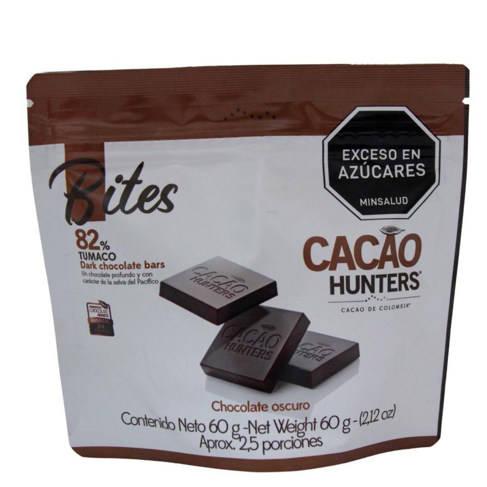 Barras CACAO HUNTERS CHOCOLATE OSCURO TUMACO 82% (60  gr) img #1