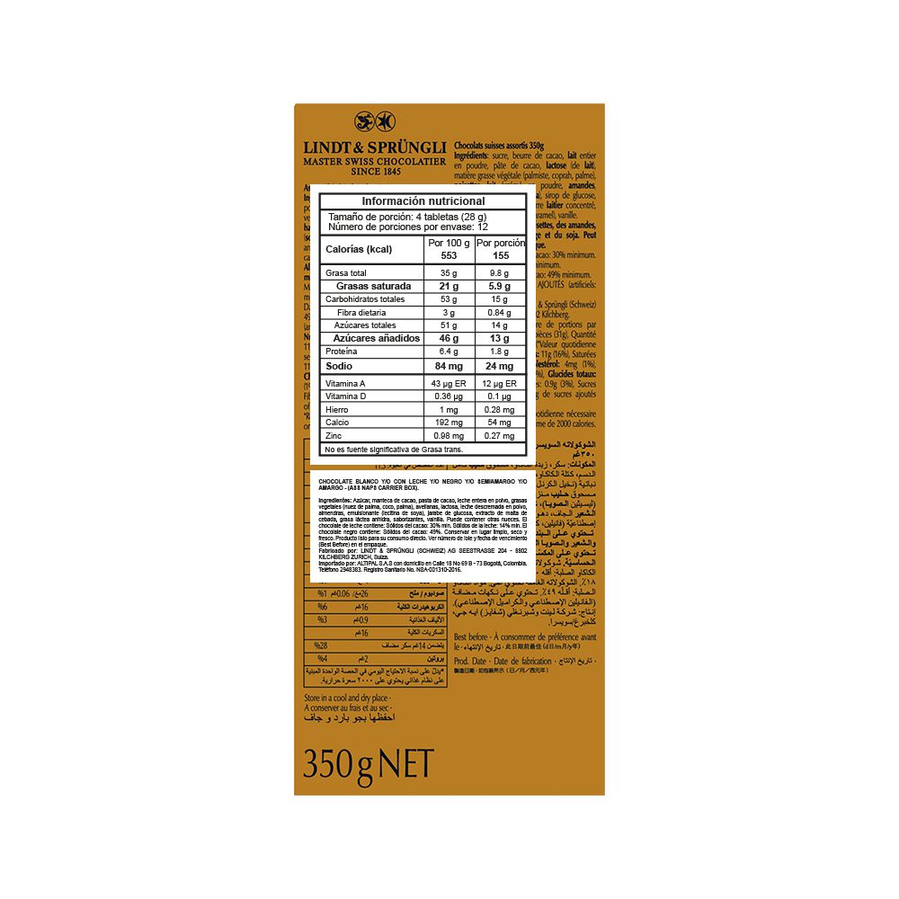 Chocolates LINDT caja naps surtida (350  gr) img #2