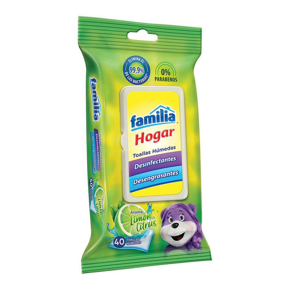 Toallitas desinfectantes FAMILIA húmedas aroma limón citrus (40  und) img #1