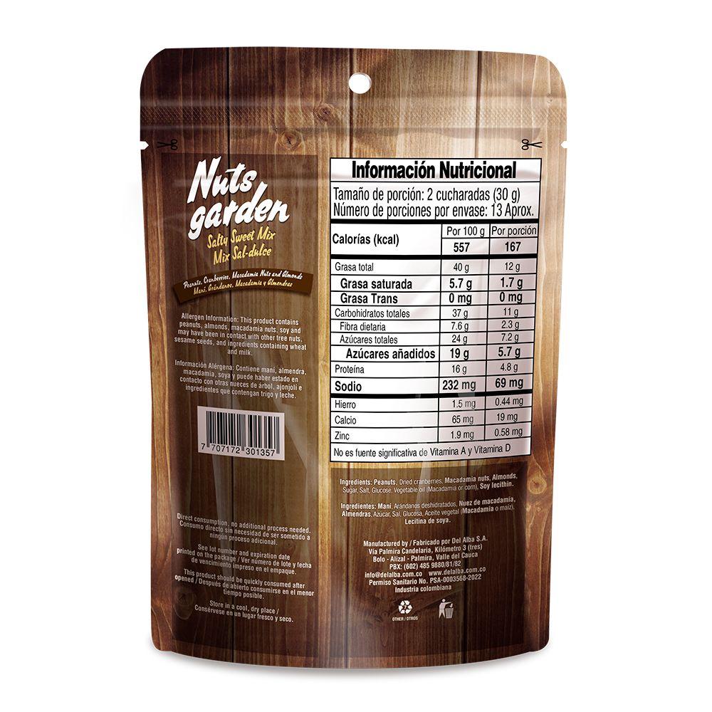 Frutos secos NUTS GARDEN mix sal dulce (400  gr) img #2