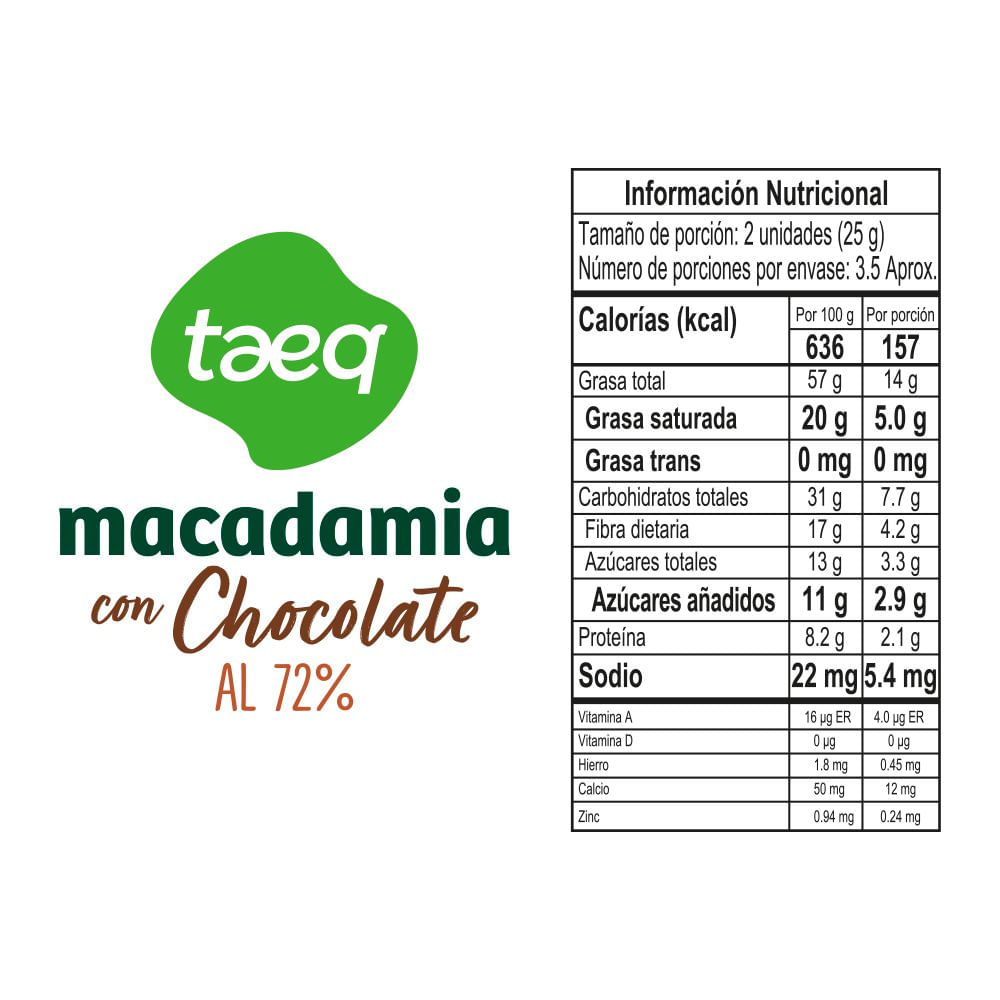 Macadamia TAEQ crocante chocolate (90  gr) img #2