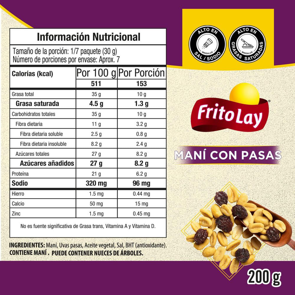 Maní FRITO LAY con pasas (200  gr) img #2