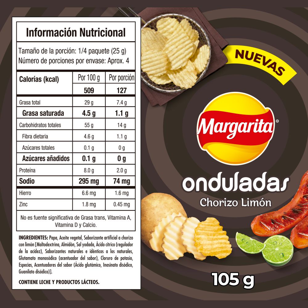 Papas MARGARITA onduladas chorizo limón (105  gr) img #2