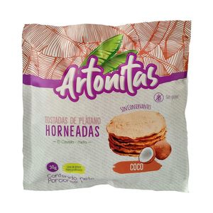 Tostadas de plátano ARTONITAS horneadas de coco (30 gr)