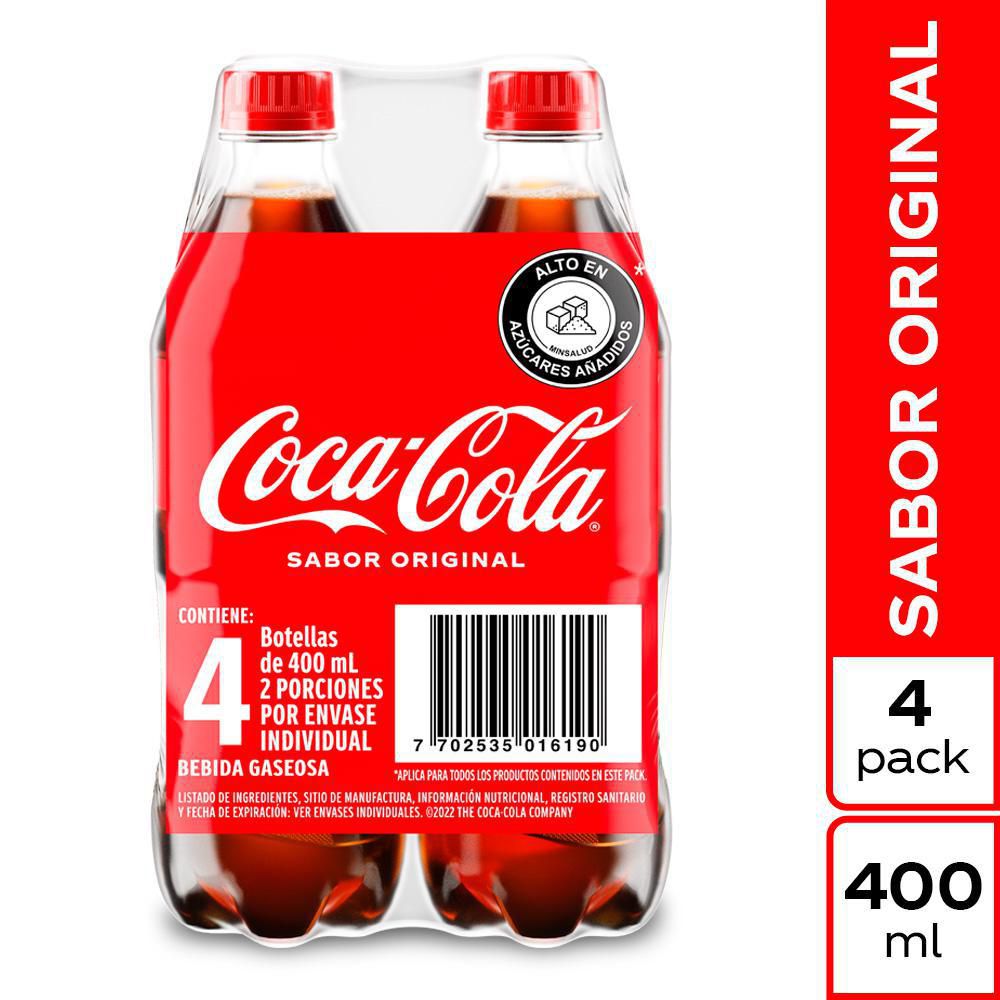 Gaseosa COCA COLA original x4und 400ml (1600  ml) img #1
