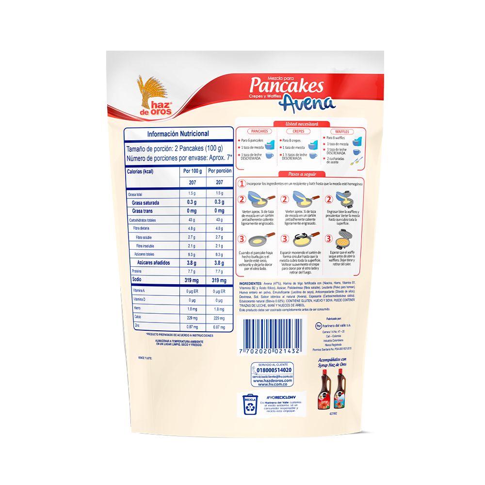 Mezcla para pancakes y waffles HAZ DE OROS avena line (300  gr) img #3