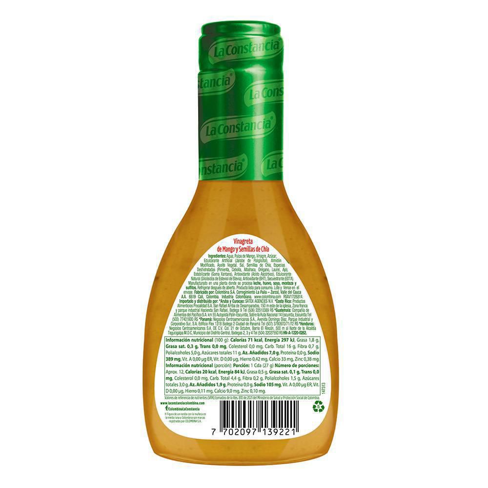 Vinagreta LA CONSTANCIA mango y semillas de chía (320  gr) img #3