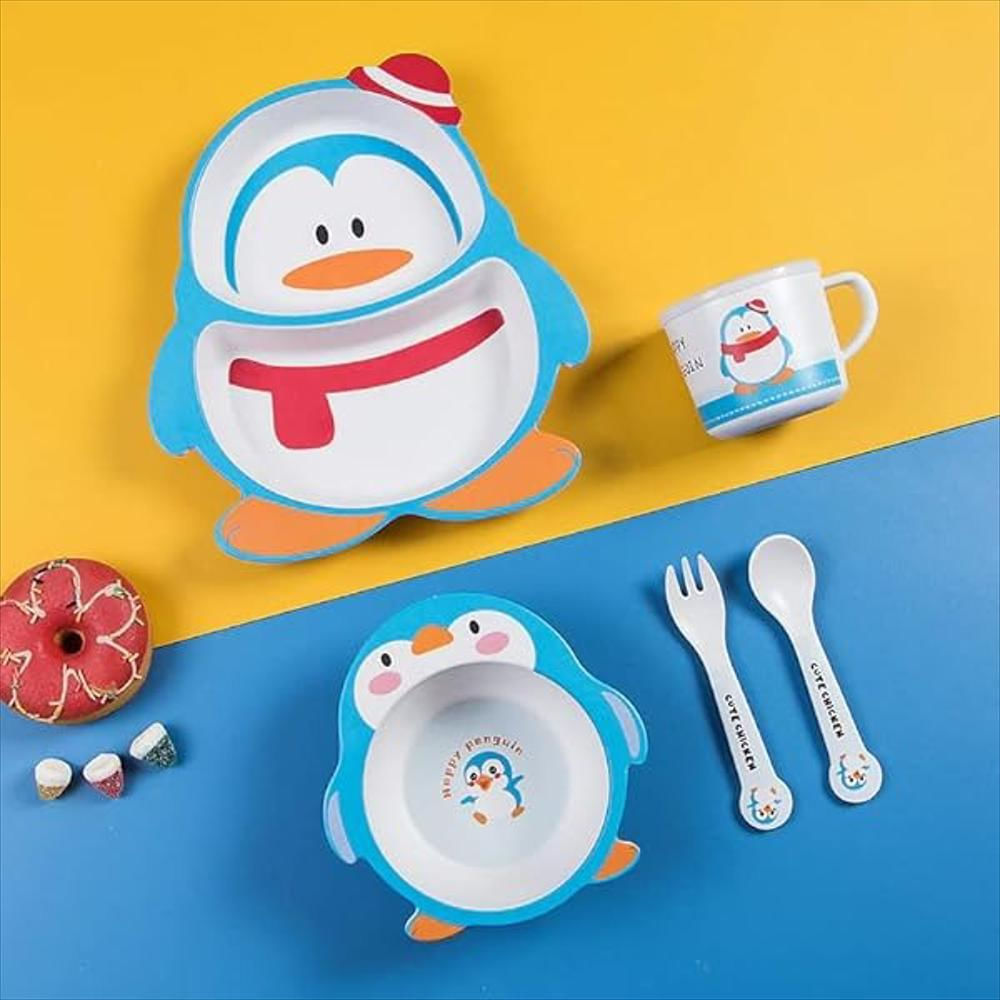 Set Vajilla Bebe Bambú Menaje 5 Pieza Biodegradable Infantil Pinguino img #3
